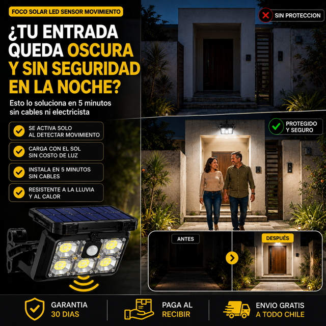 ILUMINA Y PROTEGE TU HOGAR SIN PAGAR LUZ: Se activa cuando detecta movimiento